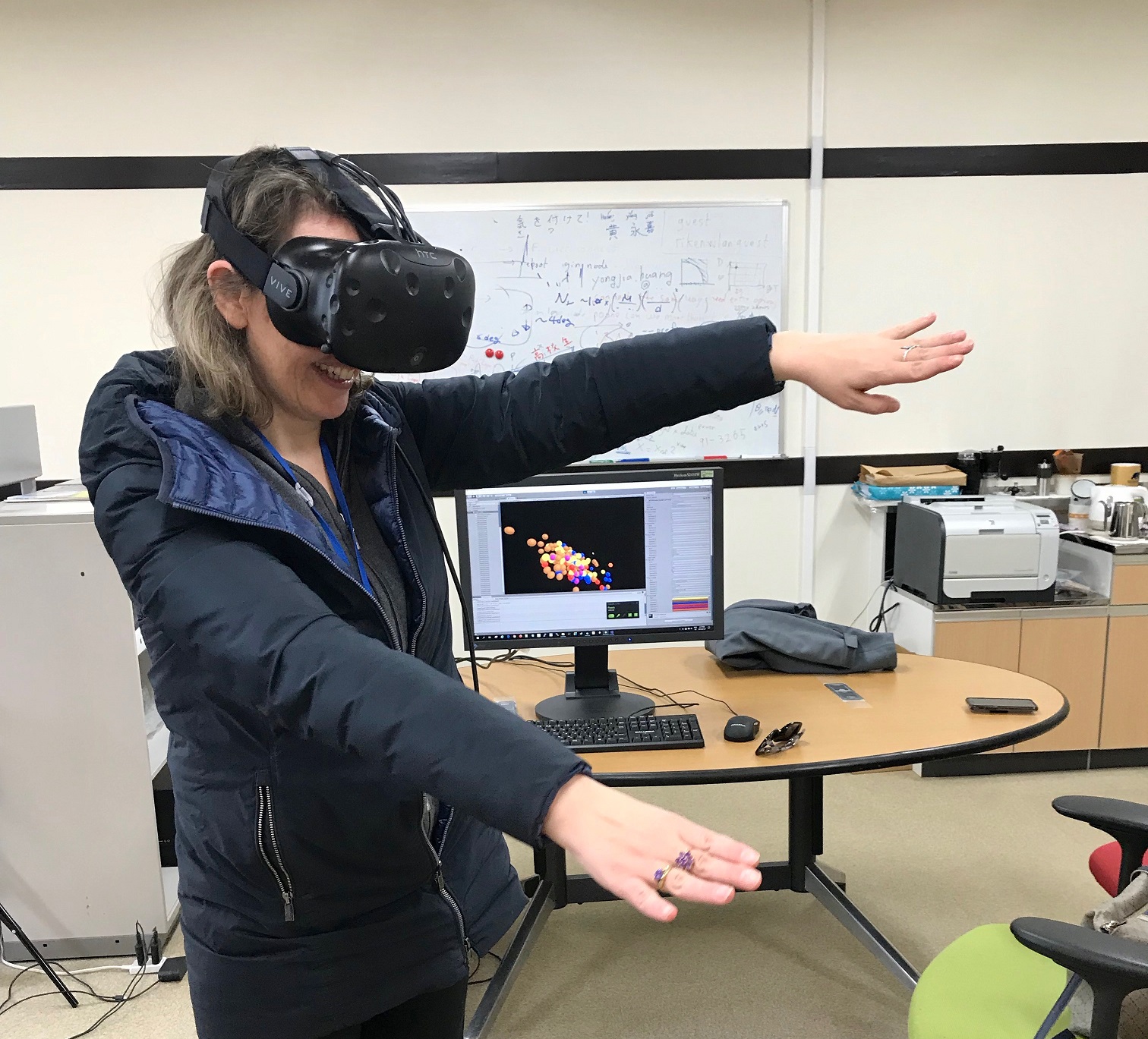 A visiting researcher to the Astrophysical Big Bang Laboratory (ABBL), who is working on gamma-ray bursts, sees her main research finding (a fundamental plane in parameter space) for the first time in real 3D.