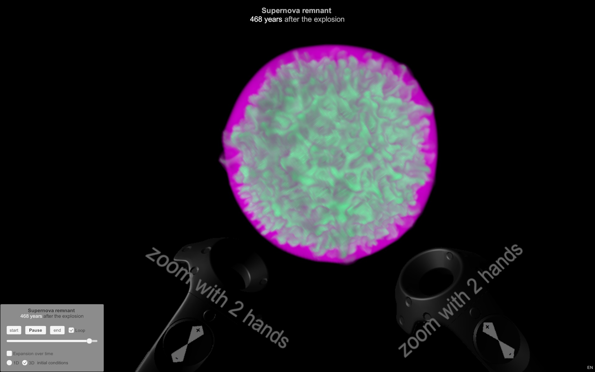 Screenshot of the SN2SNR VR experience.